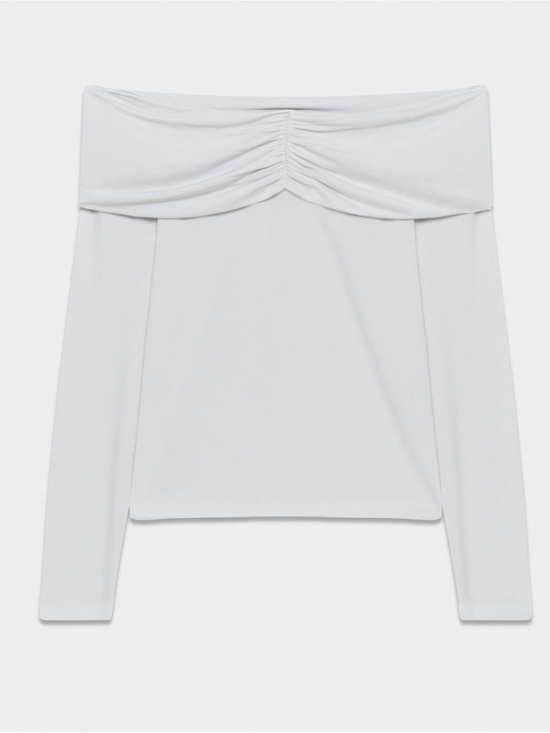 Aritzia Tops - Aritzia Off-Shoulder Ruched Long Sleeve Top - White